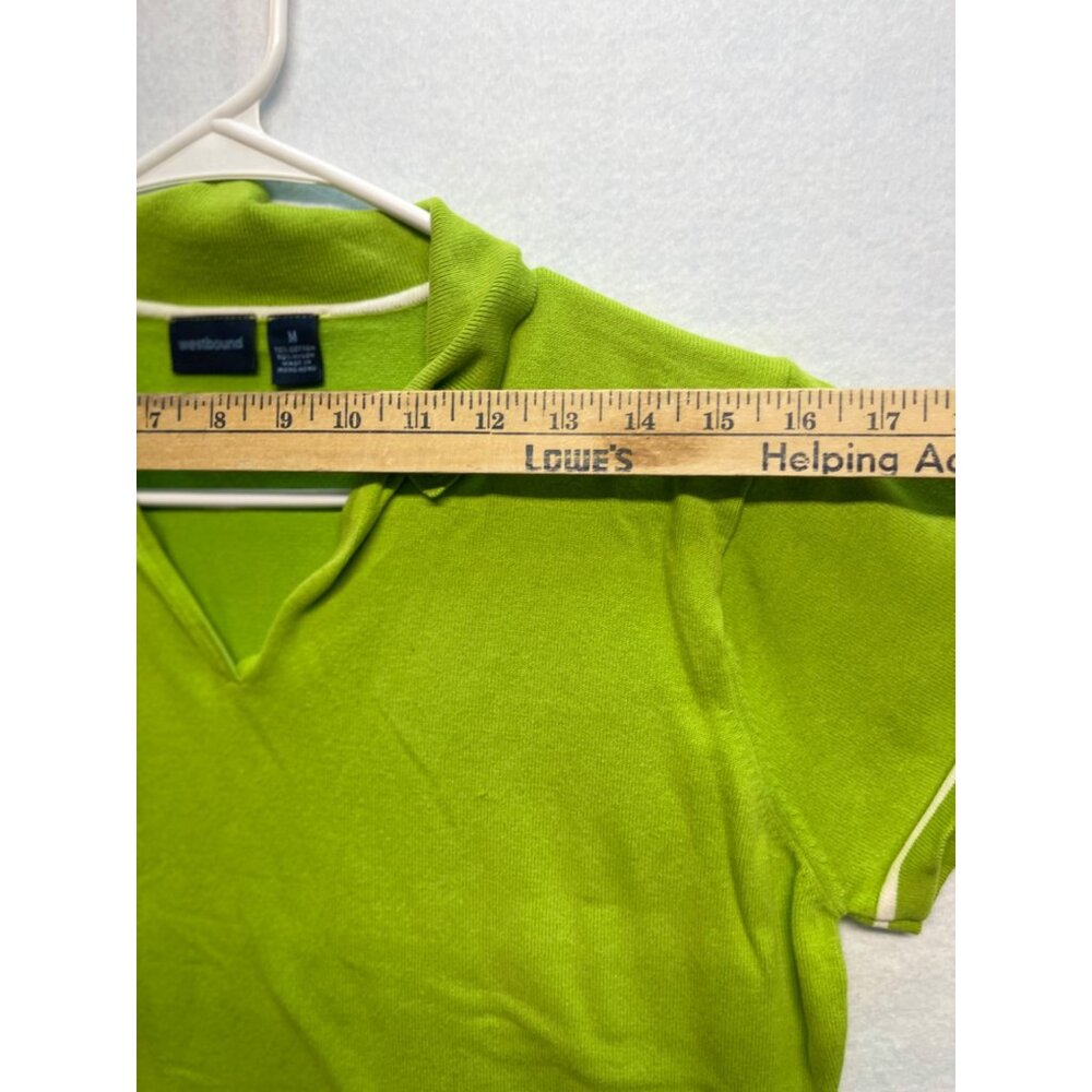 Westbound Open V Neck Quarter Sleeve Polo Style Top Shirt Women's Medium - Picture 6 of 9